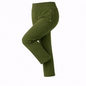 Athleta Endless Ankle Pant Olive Green Size 18 Zip Pockets Pull On Comfort